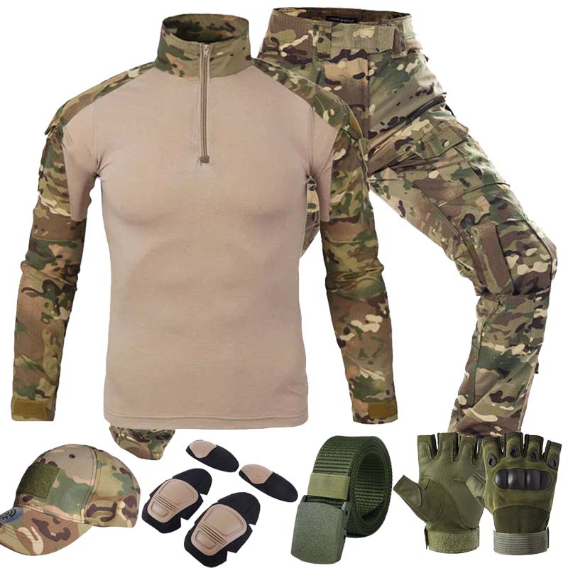 Tactical Military Shirt Cargo - MC アウトドアタクティカルスーツ マルチカムユニフォーム CP 米軍カーゴパンツ 迷彩ミリタリーコンバットシャツ