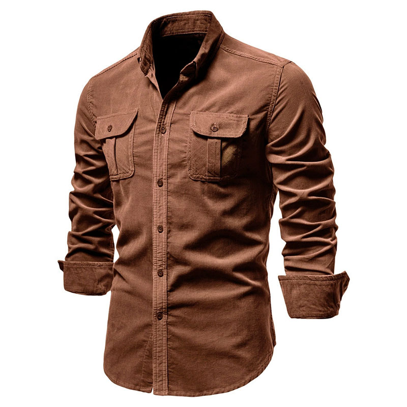 Corduroy Button Up Shirt Men - メンズ コーデュロイ カジュアル シャツ ジャケット クラシック