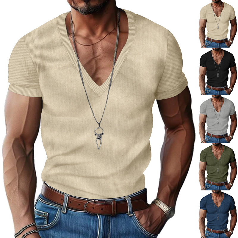 Corduroy Button Up Shirt Men - メンズ コーデュロイ ヨーロピアン＆アメリカン サマー メンズ Vネック