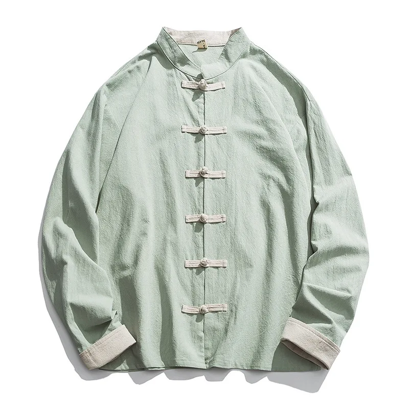 Mens Linen Shirt Long Sleeve - メンズ着物ジャケット,伝統的な中国の服,リネン漢服,長袖唐スーツ,カンフー,カーディガン,2020,新しいコレクションM-5XL