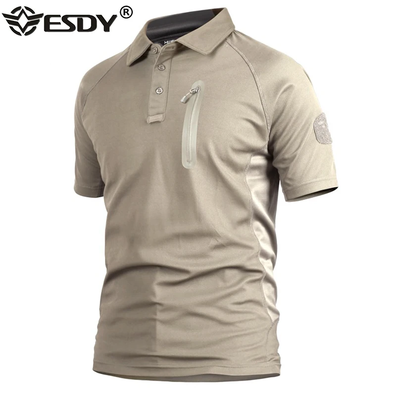 Tactical Military Shirt Cargo - 2025 夏メンズショート長袖シャツカーゴ胸ポケット戦術軍事屋外速乾性 Tシャツ陸軍戦闘ポロシャツ
