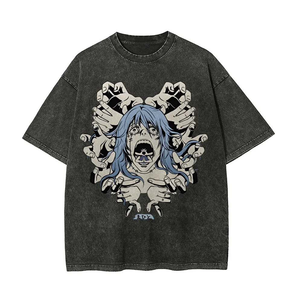 Acid Wash Vintage Graphic T Shirt - マヒト Tシャツ 呪術廻戦 メンズ アシッドウォッシュ アイドルトランスフィギュレーション