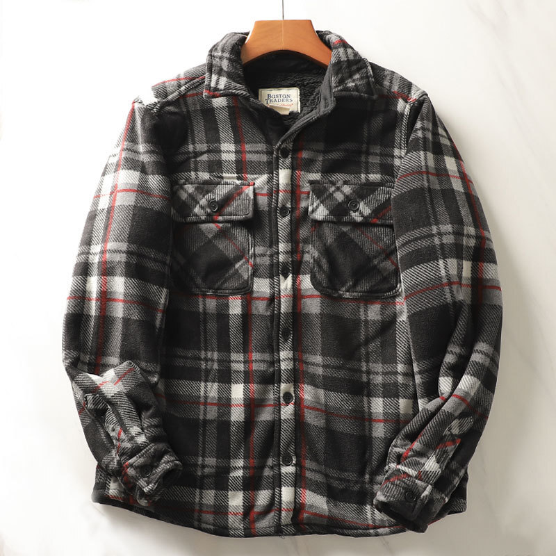 Flannel Plaid Shirt Heavy Weight - メンズheavyweight-フランネルチェックシャツ,暖かくて厚いコート,ニットシャツ,ジャケット,ボタンダウン,メンズアウター,冬