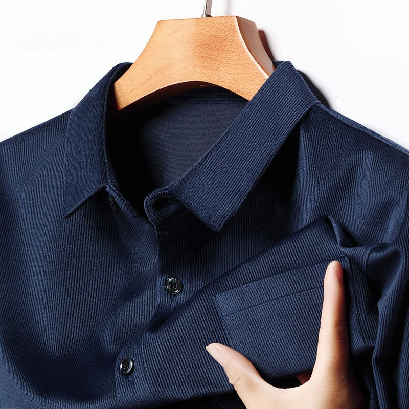 Corduroy Button Up Shirt Men - コーデュロイ メンズ 長袖シャツ レトロ カーゴスタイル 秋