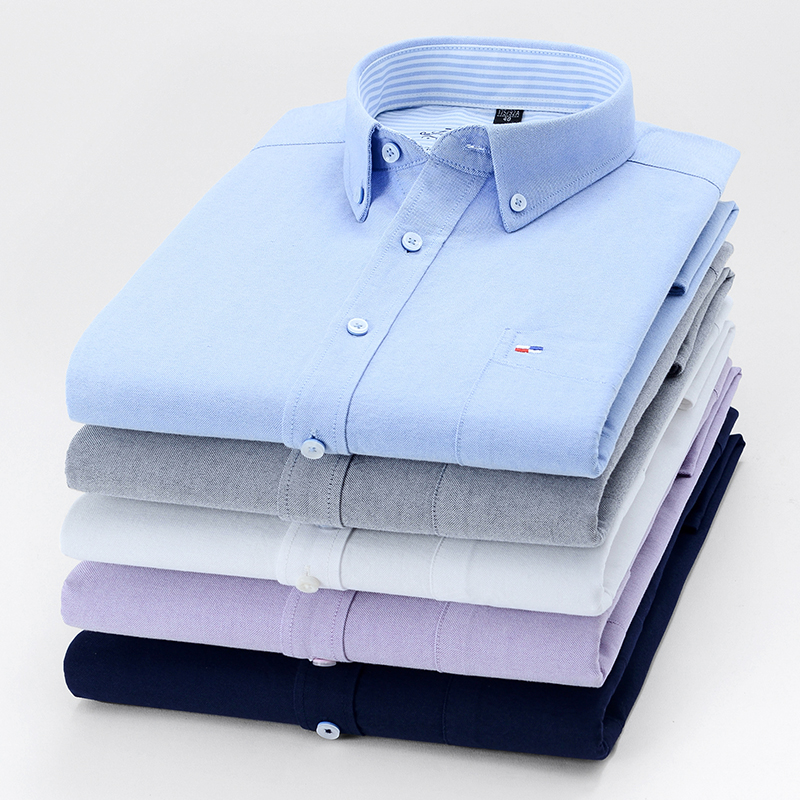 Oxford Cotton Casual Shirt Business - メンズオックスフォード長袖シャツ,無地コットン100% の純粋な単色シャツ,ボタン付きビジネスシャツ,カジュアル,高品質