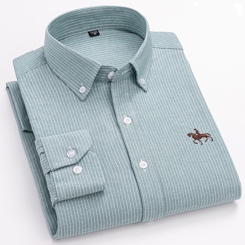 Oxford Cotton Casual Shirt Business - 品質綿 100% オックスフォードシャツメンズ長袖カジュアルビジネスレギュラーフィットフォーマルドレスシャツ社会ブラウス男性服