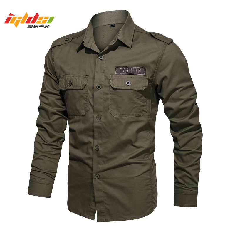 Tactical Military Shirt Cargo - メンズミリタリースタイルのカーゴシャツ,タクティカルカジュアル,長袖,春のポケット,ボタン,文字プリント