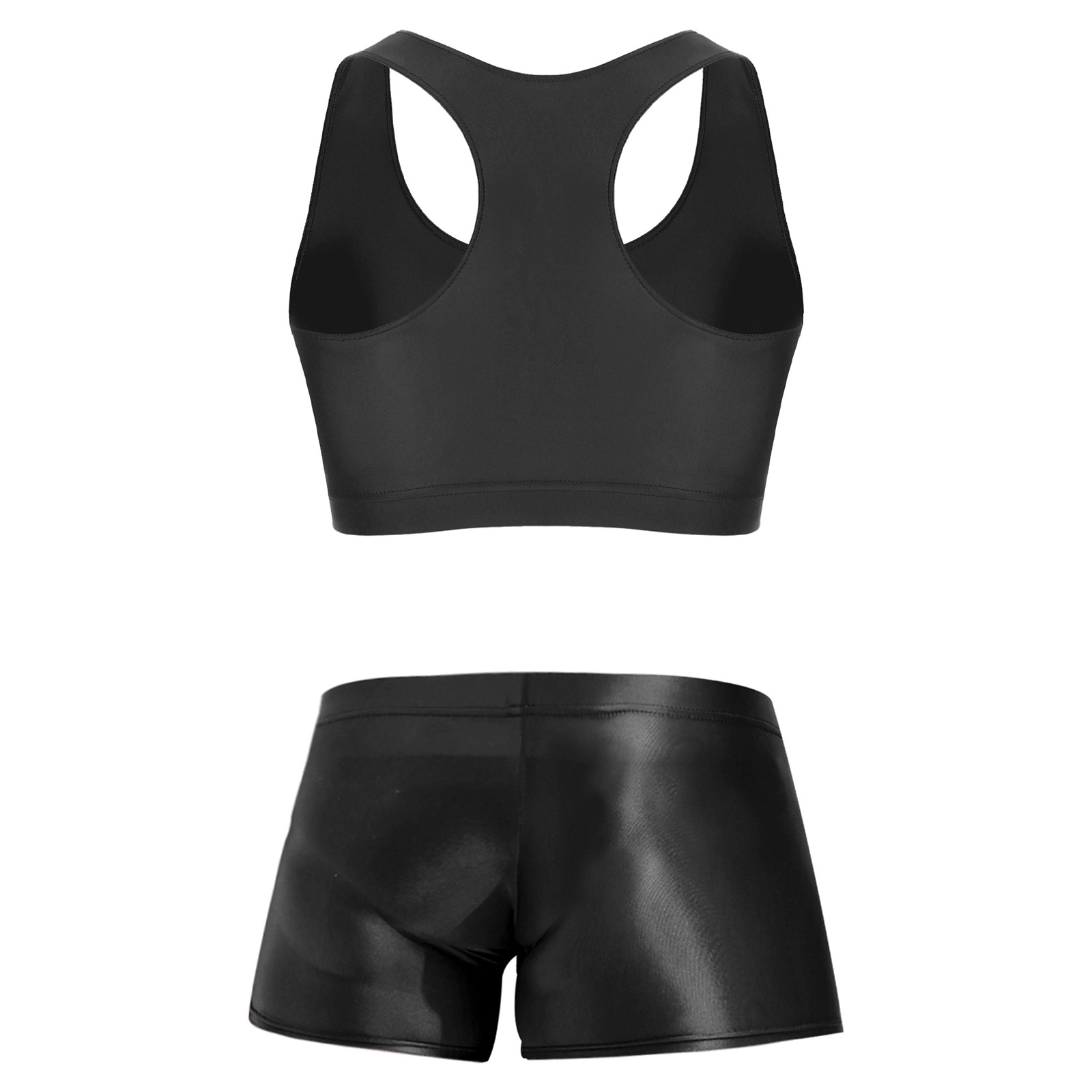 メンズ光沢のあるストレッチフィットネスウェア、Uネックノース - Underwear のレビューと価格