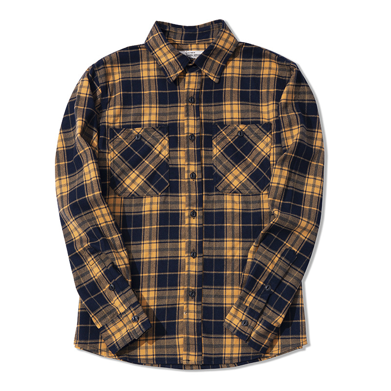 秋冬ファッションメンズクラシックフランネルシャツ男性用高品質 - Flannel Plaid Shirt Heavy Weight のレビューと価格