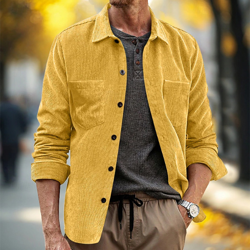 春秋デイリーレジャーメンズヴィンテージコーデュロイシャツ無地 - Corduroy Button Up Shirt Men のレビューと価格
