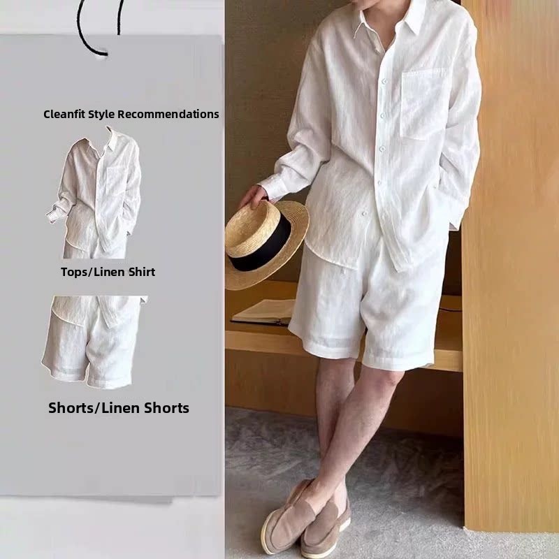 軽量で通気性のある綿麻シャツセット メンズ 長袖 夏 カジュ - Mens Linen Shirt Long Sleeve のレビューと価格