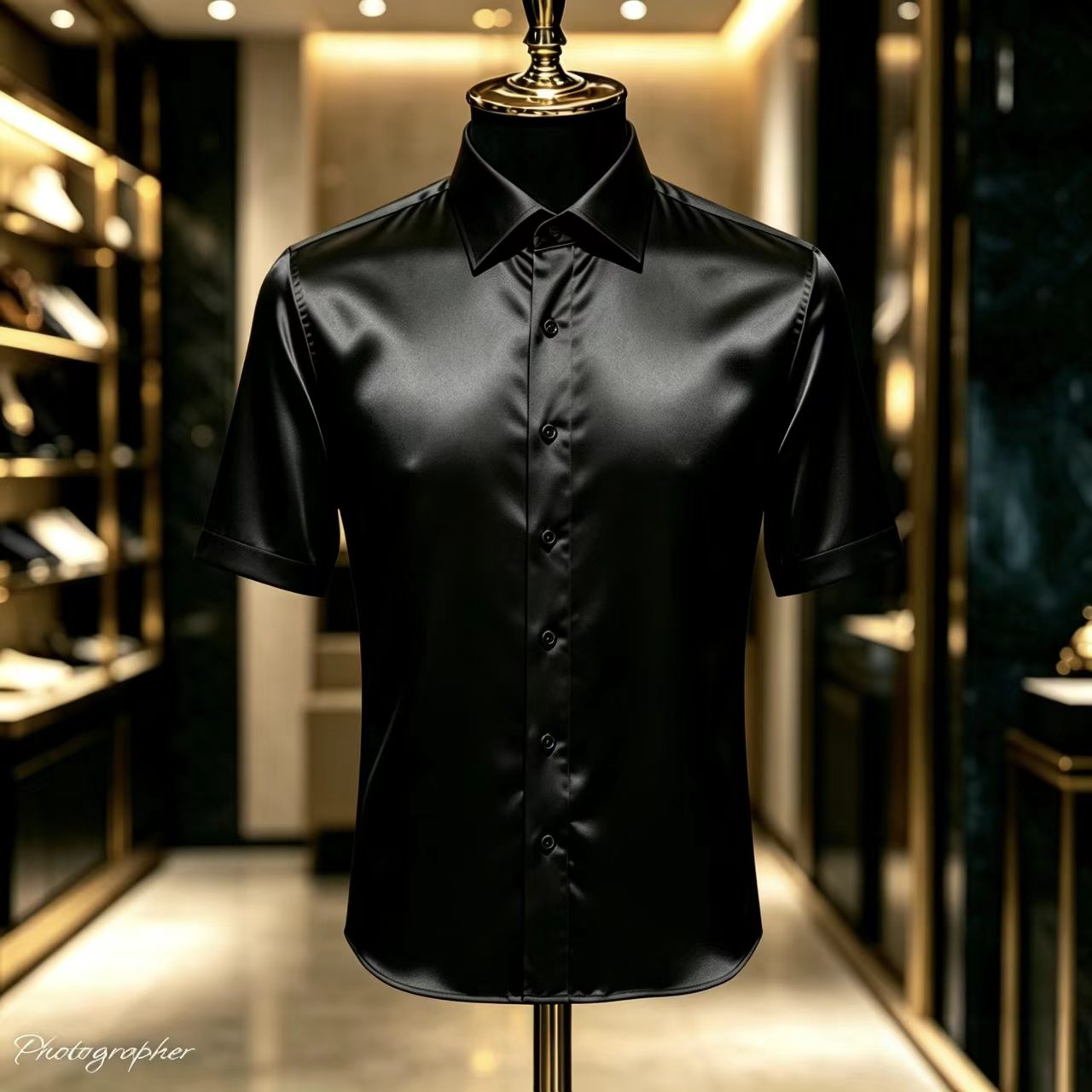 メンズ無地サテン半袖ドレスシャツ、エレガントでスリムフィット - Mens Satin Silk Dress Shirt のレビューと価格
