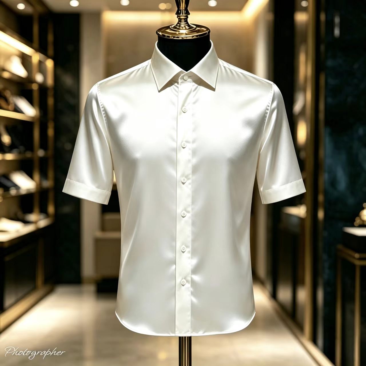 メンズ無地サテン半袖ドレスシャツ、エレガントでスリムフィット - Mens Satin Silk Dress Shirt のレビューと価格
