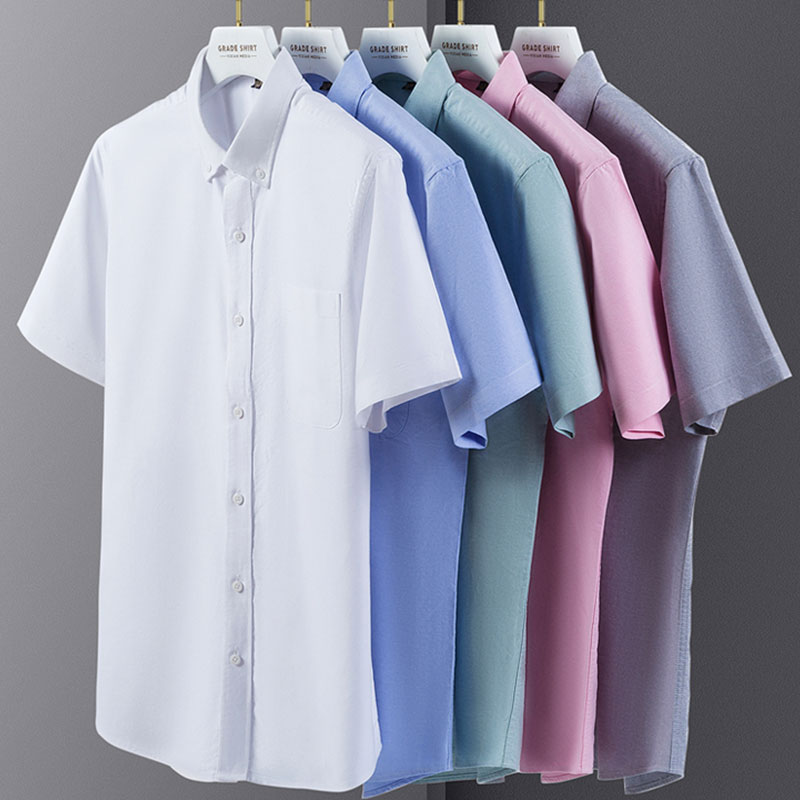 メンズ半袖オックスフォードシャツ,綿100%,カジュアル,ク - Oxford Cotton Casual Shirt Business のレビューと価格
