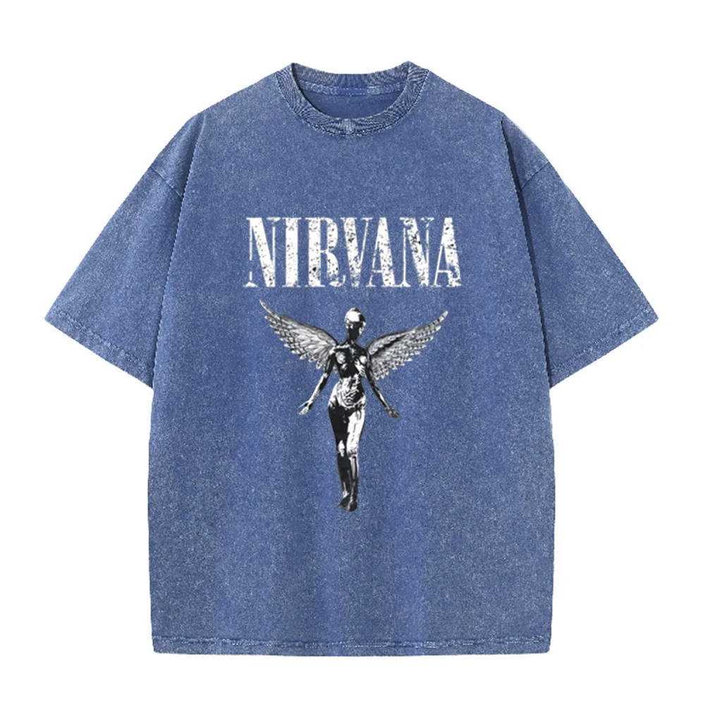 レトロアシッドウォッシュオーバーサイズTシャツ ニルヴァーナ - Acid Wash Vintage Graphic T Shirt のレビューと価格