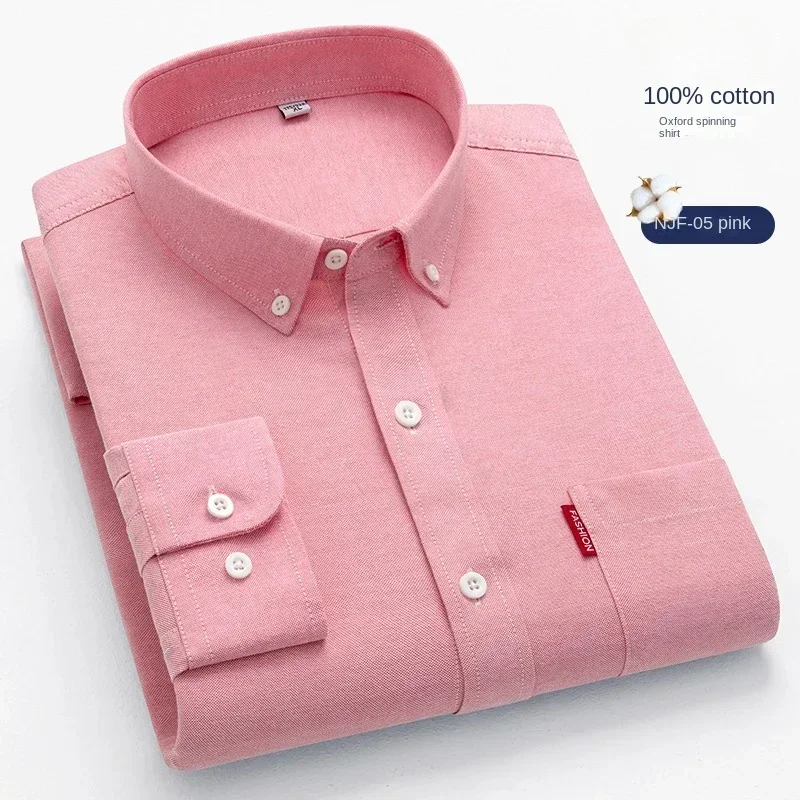 男性用オックスフォードシャツ,長袖,純綿100%,単色,若々 - Oxford Cotton Casual Shirt Business のレビューと価格