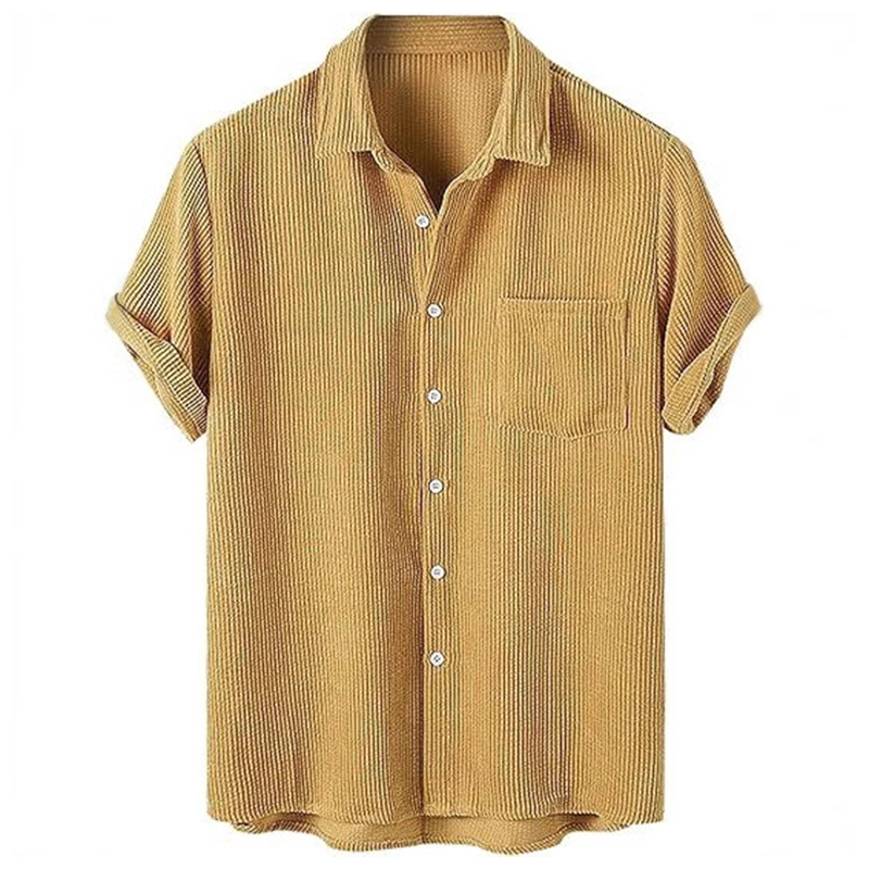 2026 春夏カジュアルメンズコーデュロイシャツ半袖ボタンア - Corduroy Button Up Shirt Men のレビューと価格