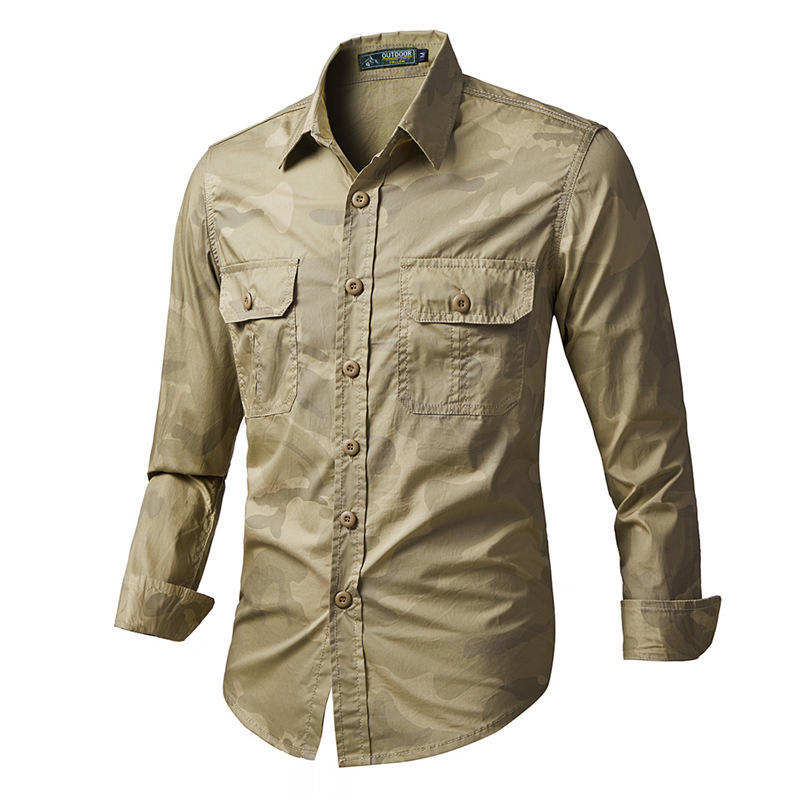 春秋のメンズ戦術的なカーゴシャツ屋外男性長袖軍事迷彩シャツ男 - Tactical Military Shirt Cargo のレビューと価格