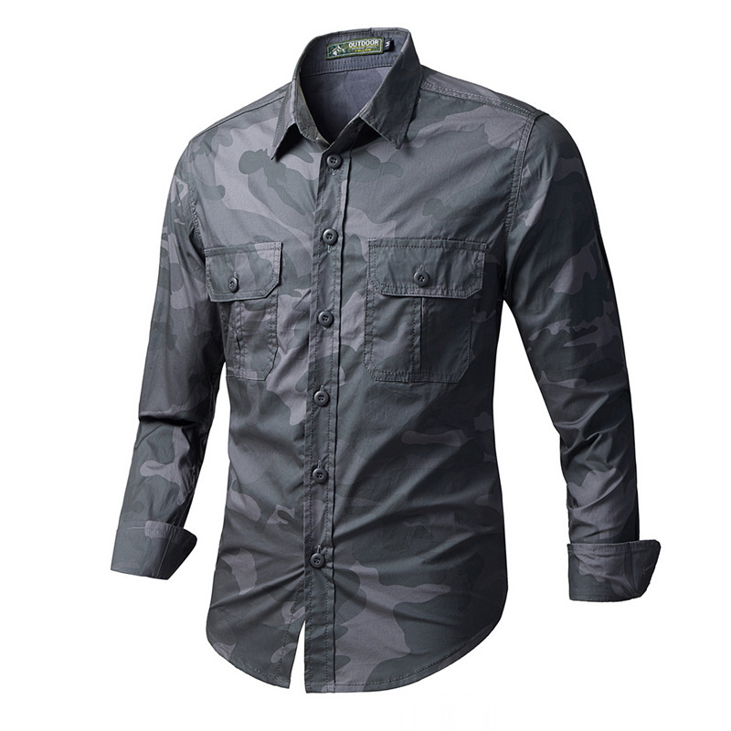 春秋のメンズ戦術的なカーゴシャツ屋外男性長袖軍事迷彩シャツ男 - Tactical Military Shirt Cargo のレビューと価格