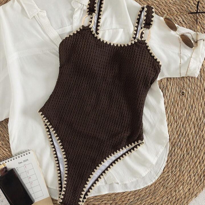 女性水着水着ノースリーブソリッドカラーハイウエスト V ネッ - Suits のレビューと価格