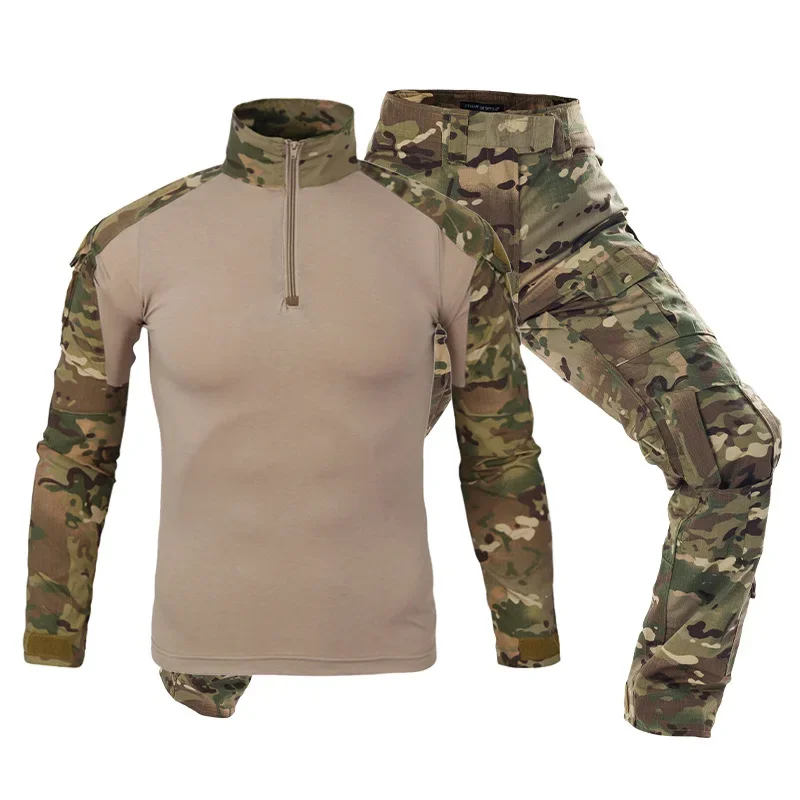 メンズタクティカルコンバットユニフォームセット ブラックミリ - Tactical Military Shirt Cargo のレビューと価格
