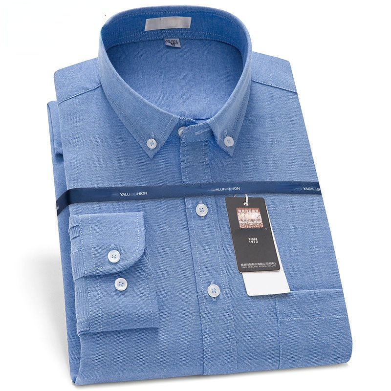 メンズ長袖オックスフォードシャツ,無地,ブルー,カジュアル, - Oxford Cotton Casual Shirt Business のレビューと価格