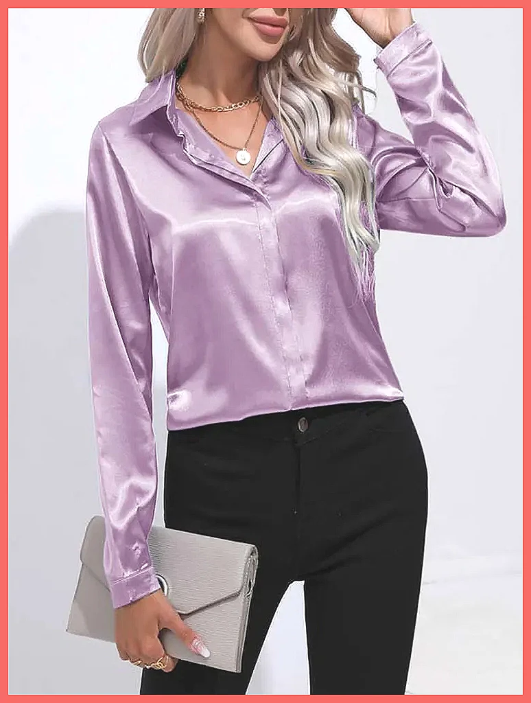 2025年春夏 サテンシャツ レディース Vネック 長袖 シ - Shirts のレビューと価格