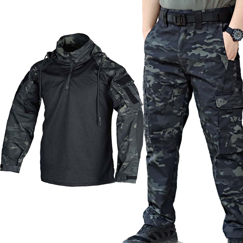 戦術的な軍服セット通気性のあるフロッグシャツ+マルチポケット - Tactical Military Shirt Cargo のレビューと価格