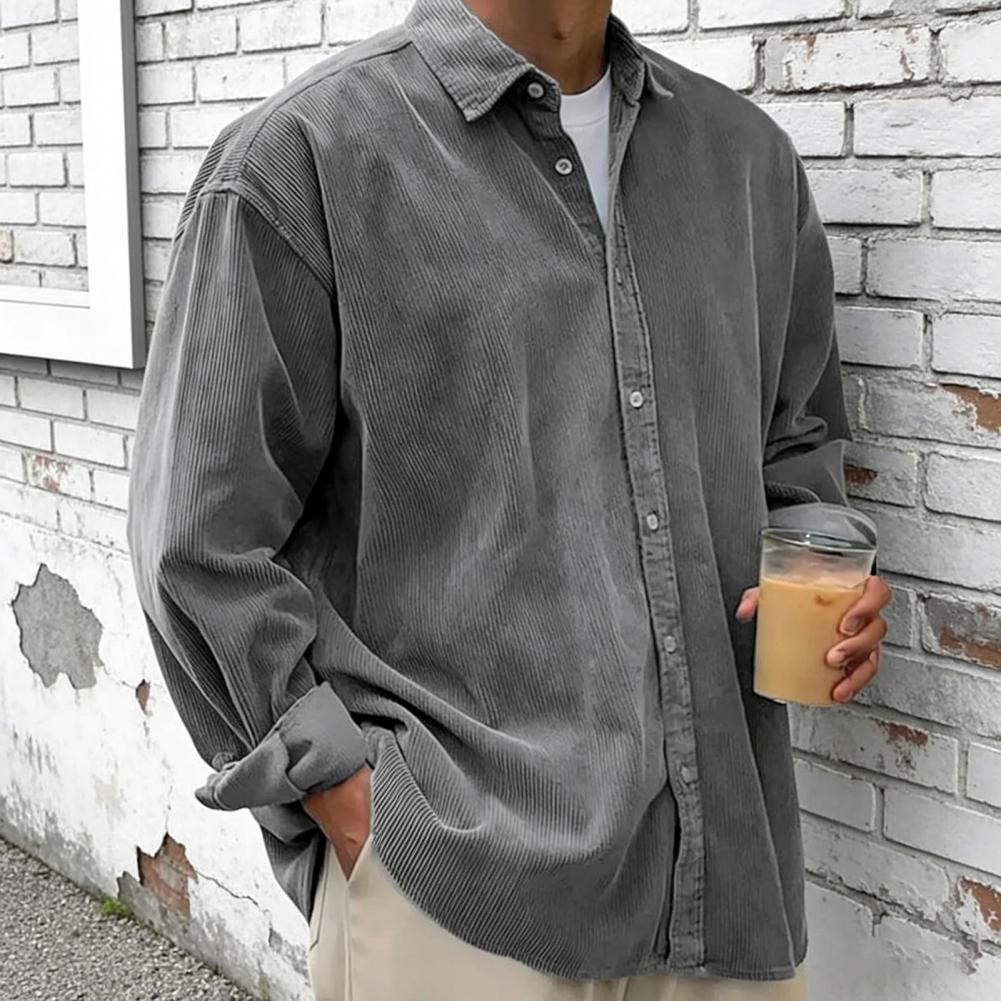 新しいメンズコーデュロイシャツリラックスフィット長袖ボタンア - Corduroy Button Up Shirt Men のレビューと価格