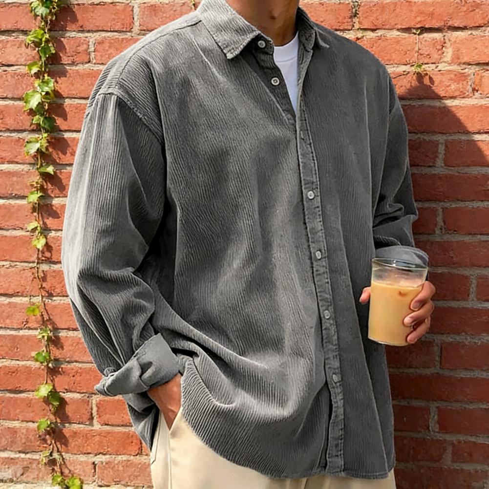 新しいメンズコーデュロイシャツリラックスフィット長袖ボタンア - Corduroy Button Up Shirt Men のレビューと価格