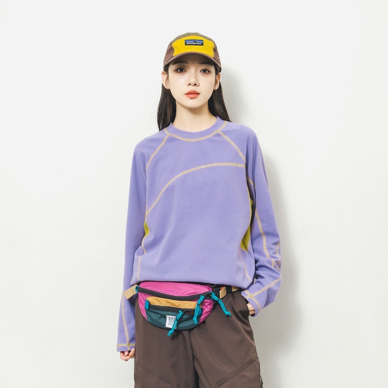 ユニセックスアウトドアカラーブロック長袖 Tシャツストレッチ - T-Shirts のレビューと価格