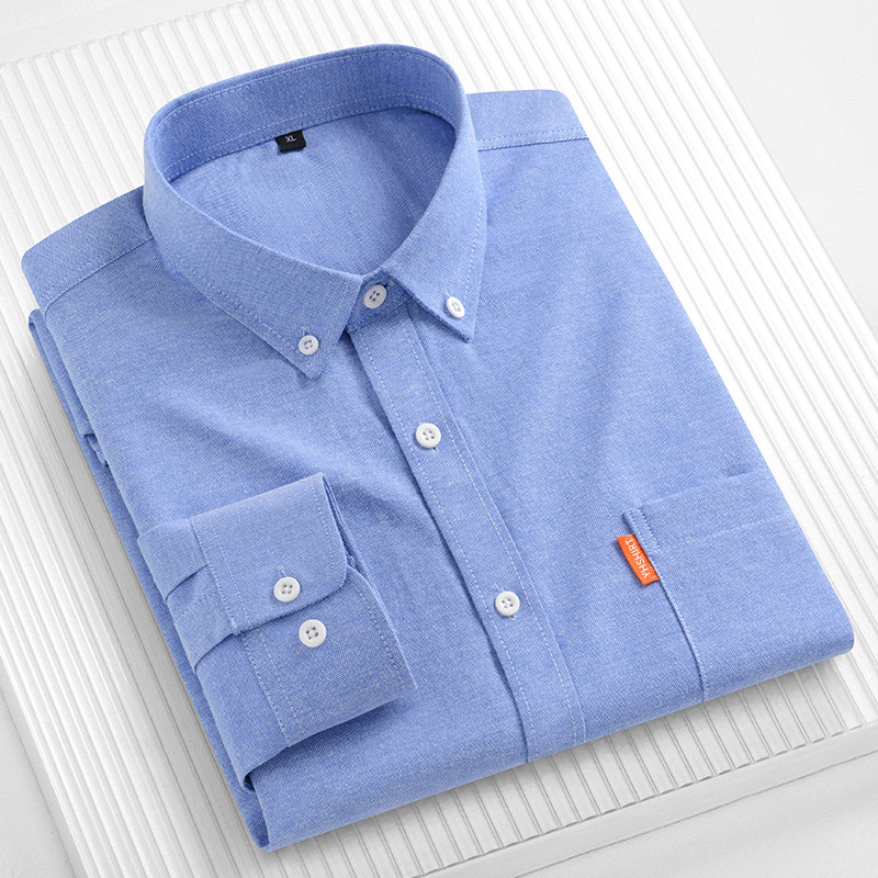 100%純綿メンズビジネスシャツ無地長袖ユースカジュアルソー - Oxford Cotton Casual Shirt Business のレビューと価格