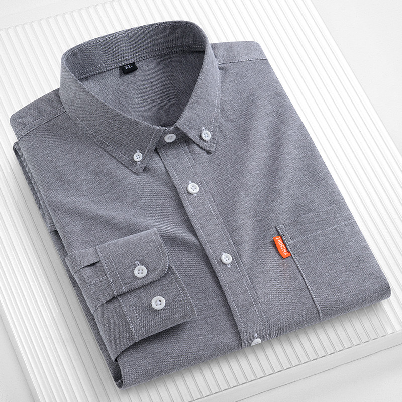 100%純綿メンズビジネスシャツ無地長袖ユースカジュアルソー - Oxford Cotton Casual Shirt Business のレビューと価格