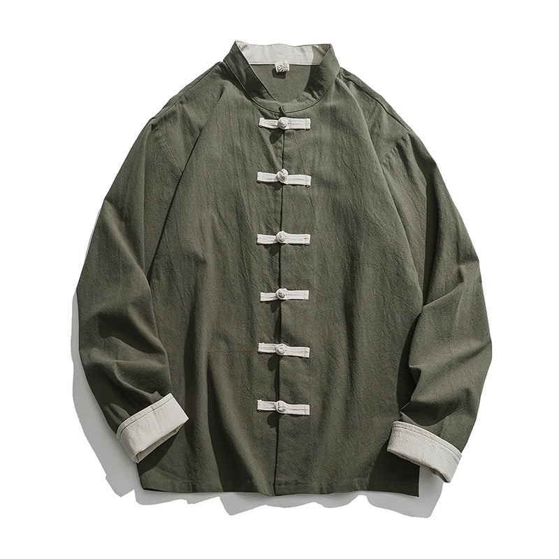2026 新しい着物ジャケット男性伝統的な中国服リネン漢服ト - Mens Linen Shirt Long Sleeve のレビューと価格