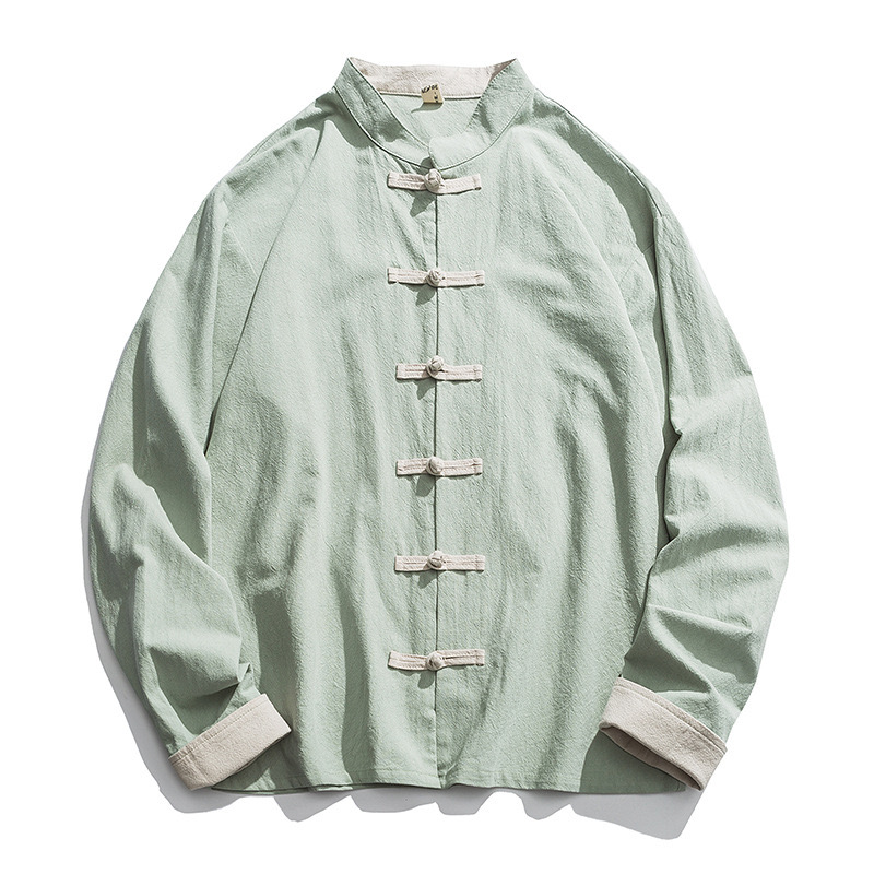 2026 新しい着物ジャケット男性伝統的な中国服リネン漢服ト - Mens Linen Shirt Long Sleeve のレビューと価格