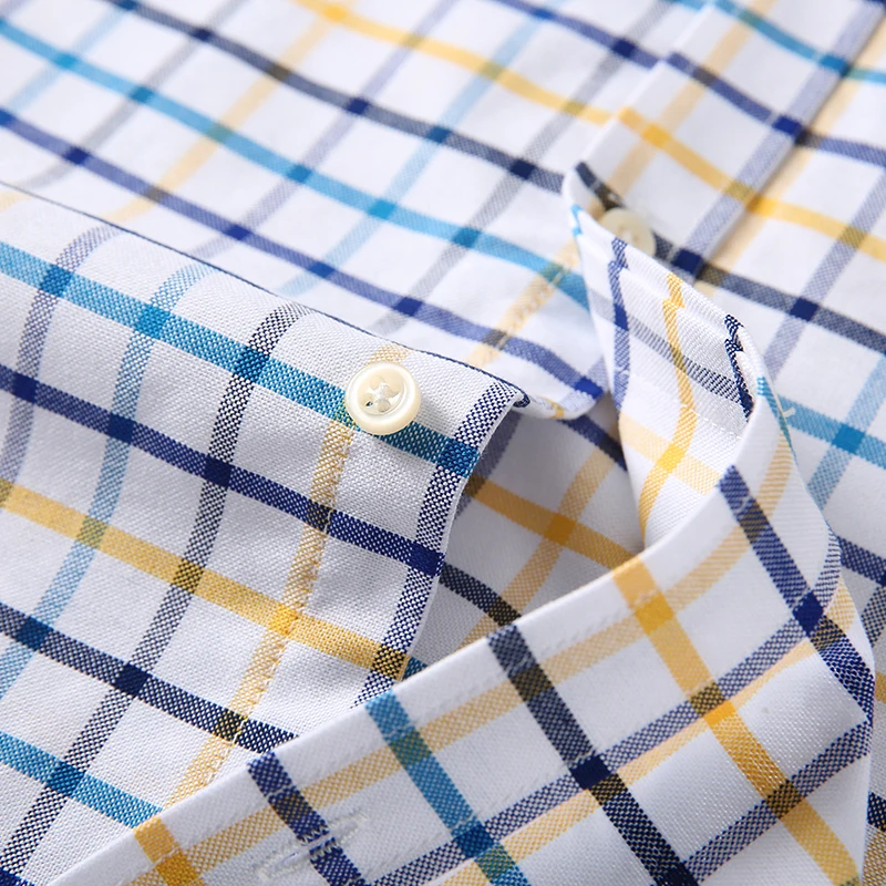 メンズ 100% コットンシャツ 長袖 ストライプ柄 チェッ - Oxford Cotton Casual Shirt Business のレビューと価格
