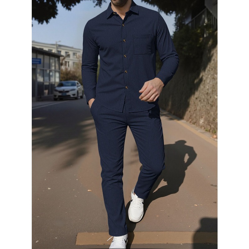 メンズ コーデュロイ ボタンアップシャツ ツーピースセット  - Corduroy Button Up Shirt Men のレビューと価格