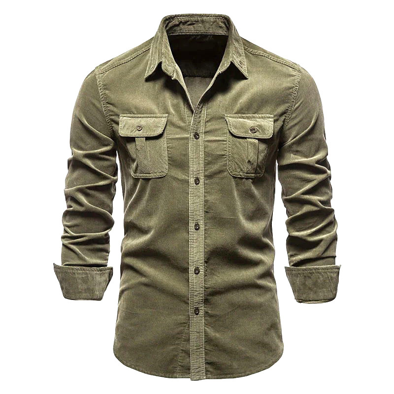 メンズ新しいコーデュロイシャツコットンビジネスカジュアル長袖 - Corduroy Button Up Shirt Men のレビューと価格