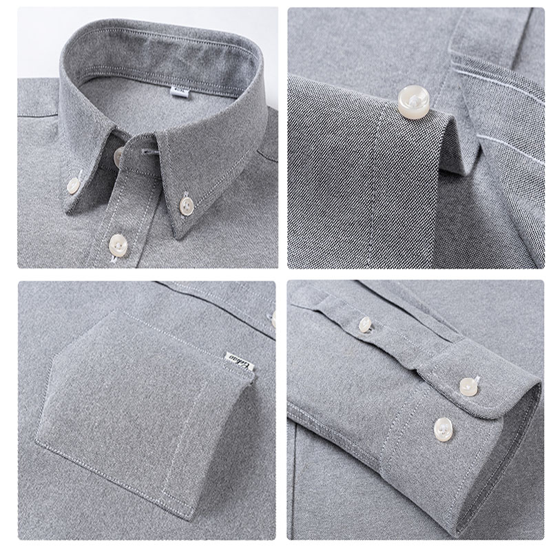 メンズピュアコットンオックスフォード無地長袖カジュアルシャツ - Oxford Cotton Casual Shirt Business のレビューと価格