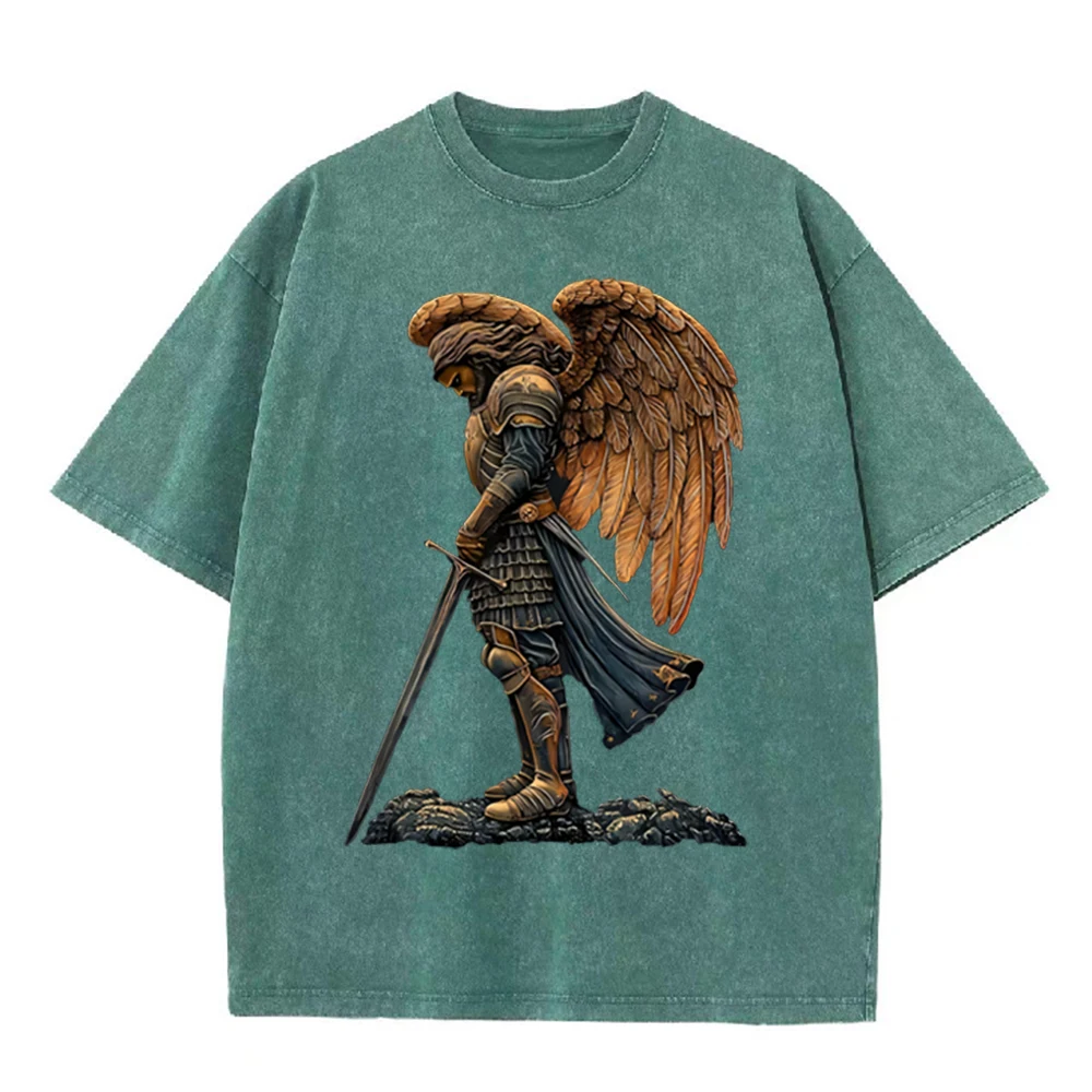 2026 ヴィンテージ 装甲天使戦士 翼付き剣グラフィック  - Acid Wash Vintage Graphic T Shirt のレビューと価格