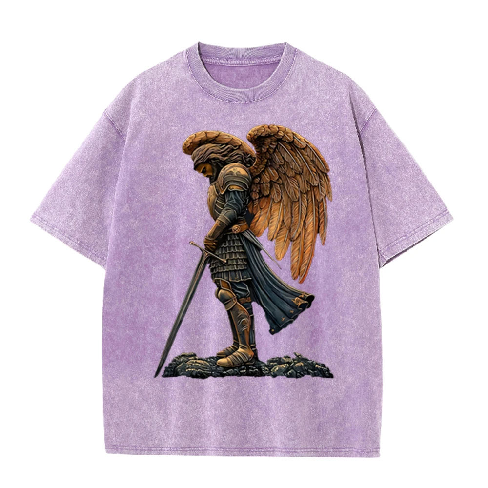 2026 ヴィンテージ 装甲天使戦士 翼付き剣グラフィック  - Acid Wash Vintage Graphic T Shirt のレビューと価格