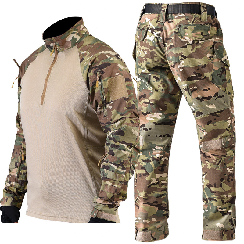 メンズ戦術戦闘服セット夏通気性シャツ + 迷彩カーゴパンツ屋 - Tactical Military Shirt Cargo のレビューと価格