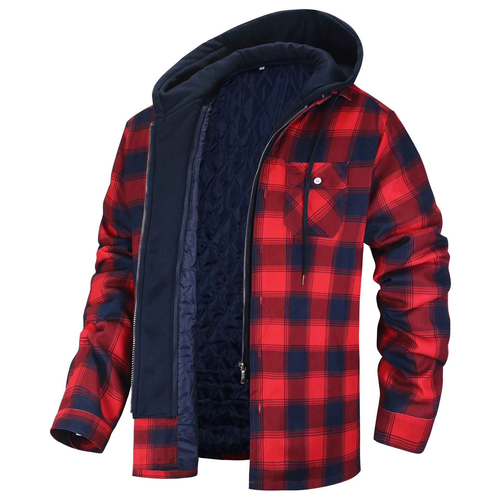 冬用フランネルチェック柄ジャケット メンズ カジュアル 取り - Flannel Plaid Shirt Heavy Weight のレビューと価格