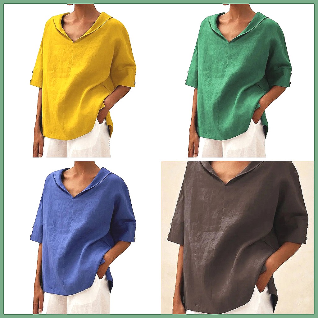 レディース ルーズ Vネック コットンリネンシャツ 2026 - Shirts のレビューと価格