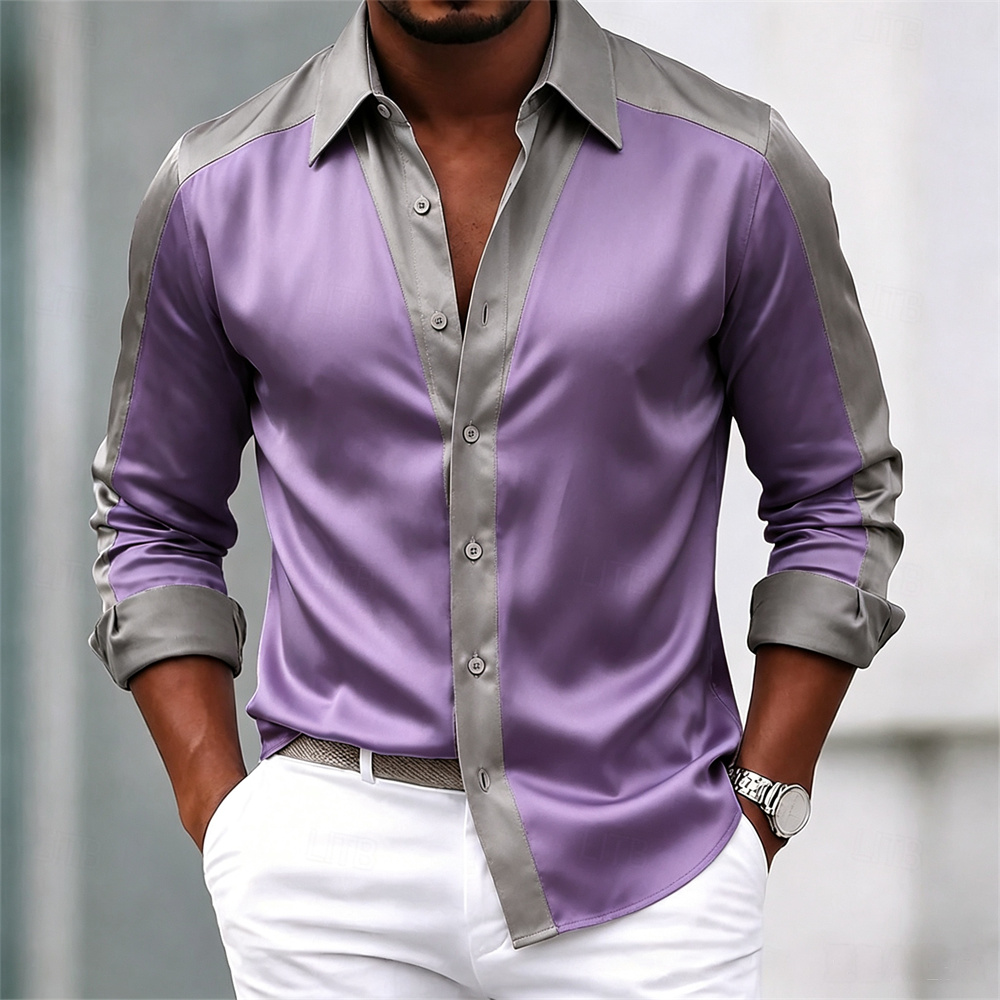 メンズシャツ サテンシャツ ドレスシャツ カジュアルシャツ  - Mens Satin Silk Dress Shirt のレビューと価格