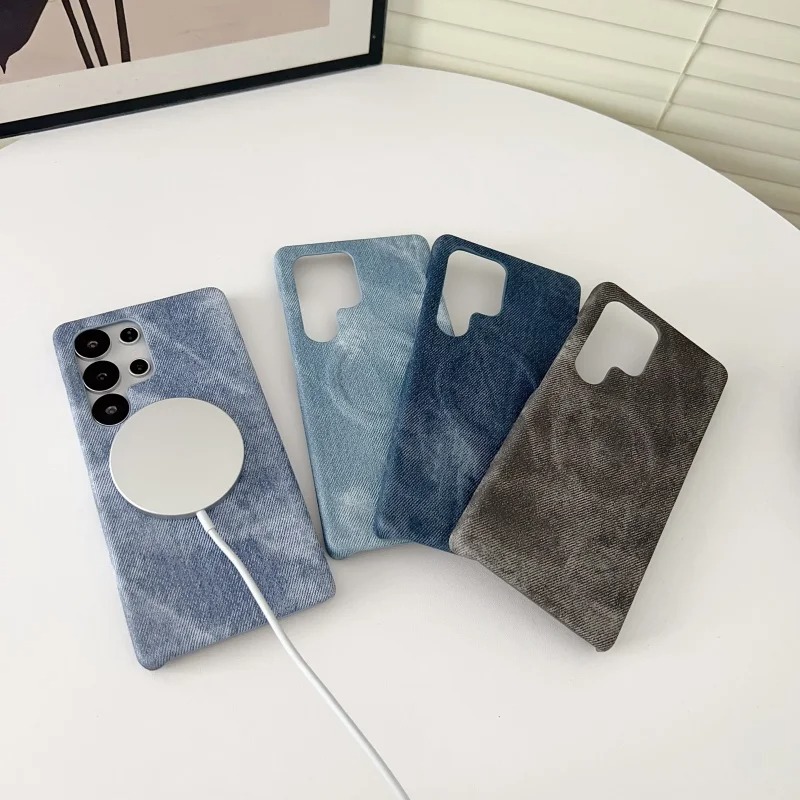 デニムジーンズテクスチャ マグセーフ対応 磁気吸着スマホケー - Jeans のレビューと価格