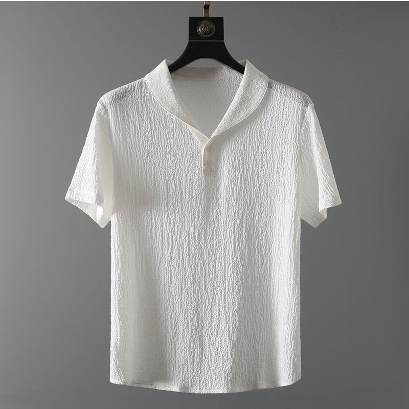 夏超薄型ツーピースアイスシルクリネンスーツメンズコットンリネ - Mens Linen Shirt Long Sleeve のレビューと価格