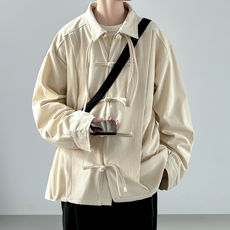 2025年 メンズ レトロ 中華風 コーデュロイシャツ メン - Corduroy Button Up Shirt Men のレビューと価格