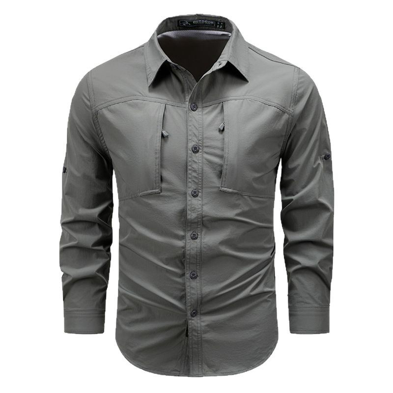 春秋メンズ長袖カーゴシャツ速乾性男性防水ワークシャツ男ルーズ - Tactical Military Shirt Cargo のレビューと価格