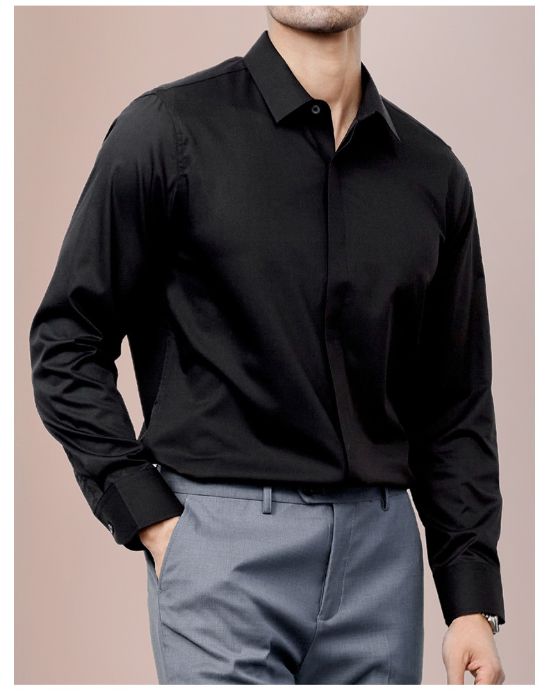 メンズシルクシャツ 2026年春秋新作 100%桑絹無地長袖 - Mens Satin Silk Dress Shirt のレビューと価格